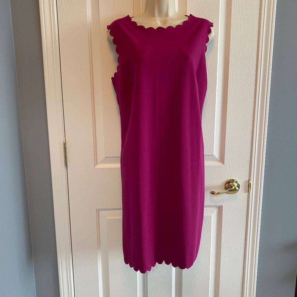 Chico’s Fuscia Scallop Style Dress  Sz L